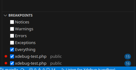 Screenshot: xdebug configuration